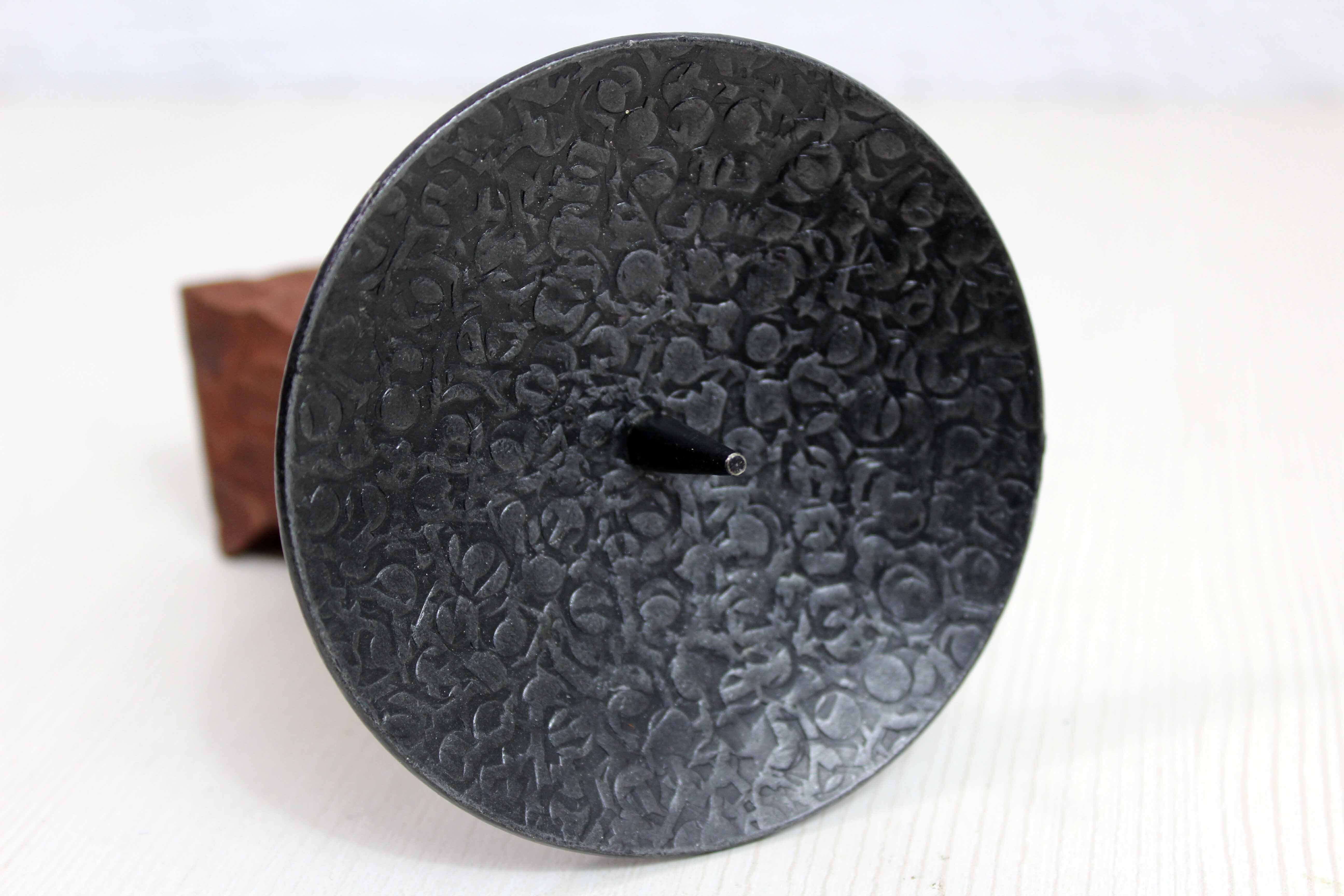 Brutalist teak and metal candle holder