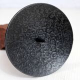 Brutalist teak and metal candle holder