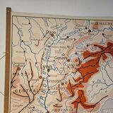 School map of ancient geography 1960 map of France the Garonne le Rhône