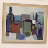 Mid-century original swedish oil on canvas "still life" by gösta falck