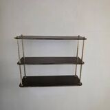 Wooden shelf with gold metal