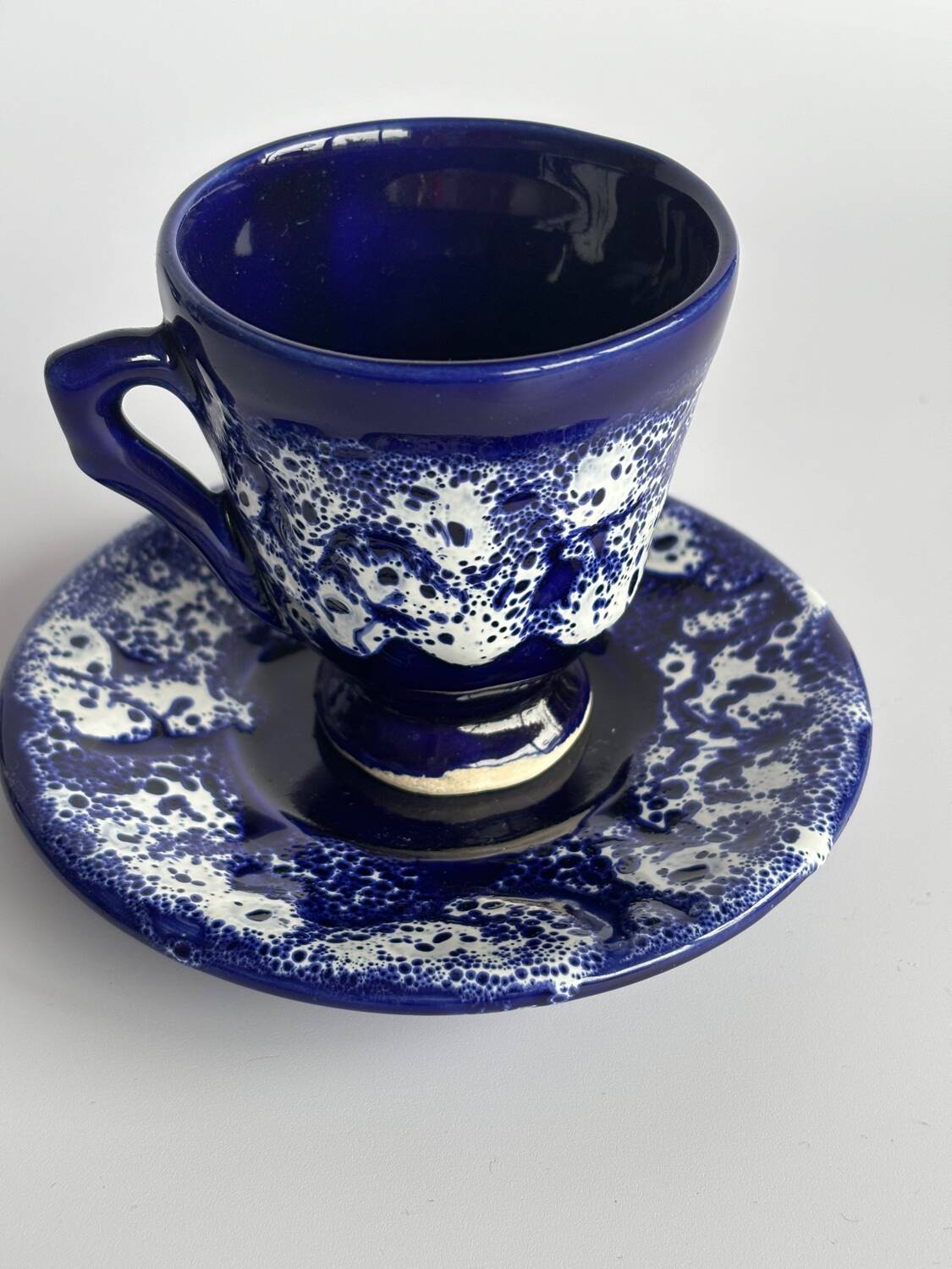 Vallauris blue ceramic cups from the 60s
