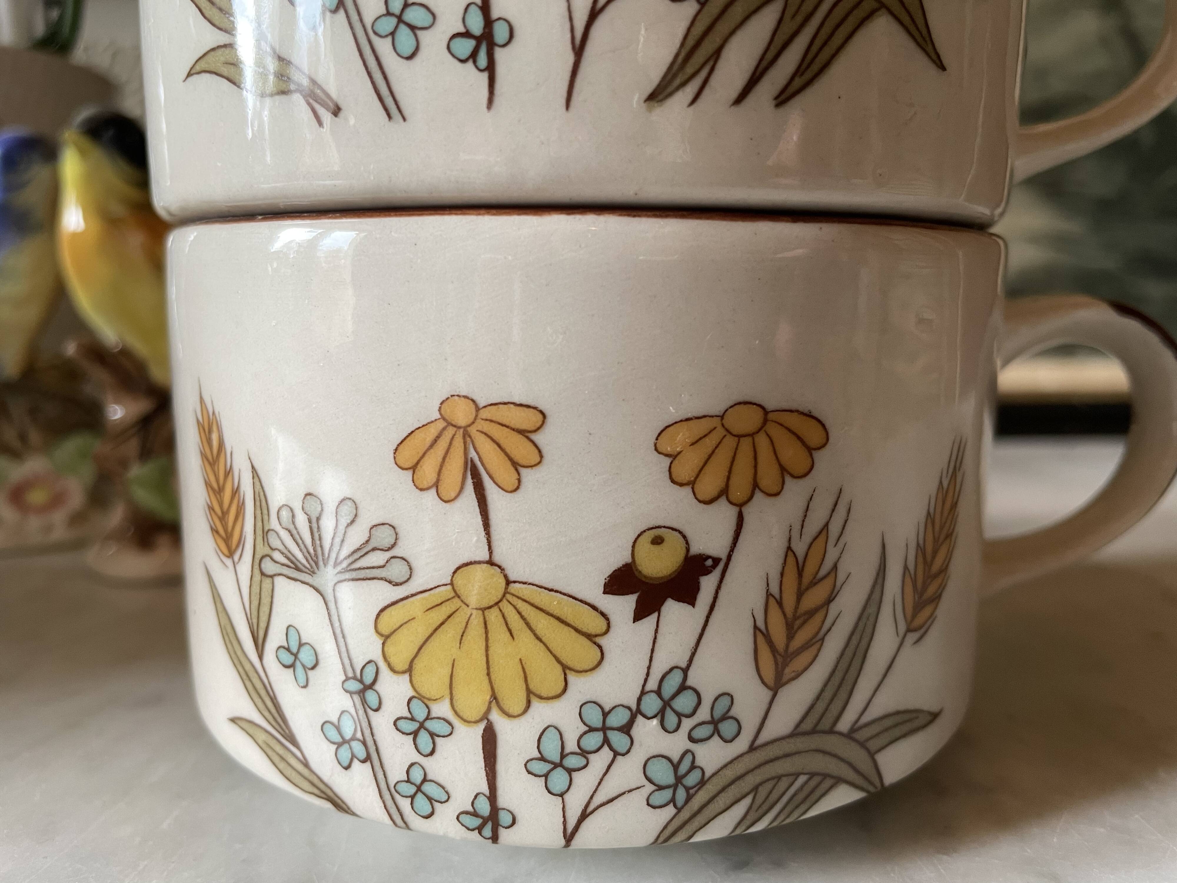 Vintage stoneware lunch cups