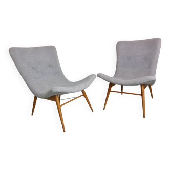 Two Lounge Chairs by Miroslav Navratil, Newly upholstered, 1959s