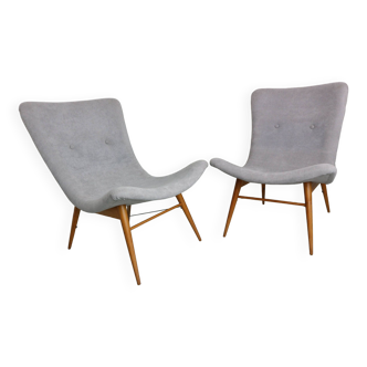 Deux chaises longues de Miroslav Navratil, nouvellement rembourrées, années 1959