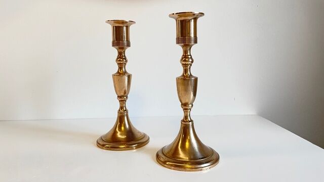 Pair of Scandinavian candle holders by scandia malm, Sweden