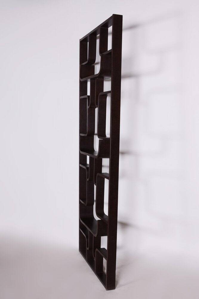 Mid-Century Room Divider in Dark Brown Oak attributed to Ludvik Volak for Drevopodnik Holesov, Former Czechoslovakia, 1960s