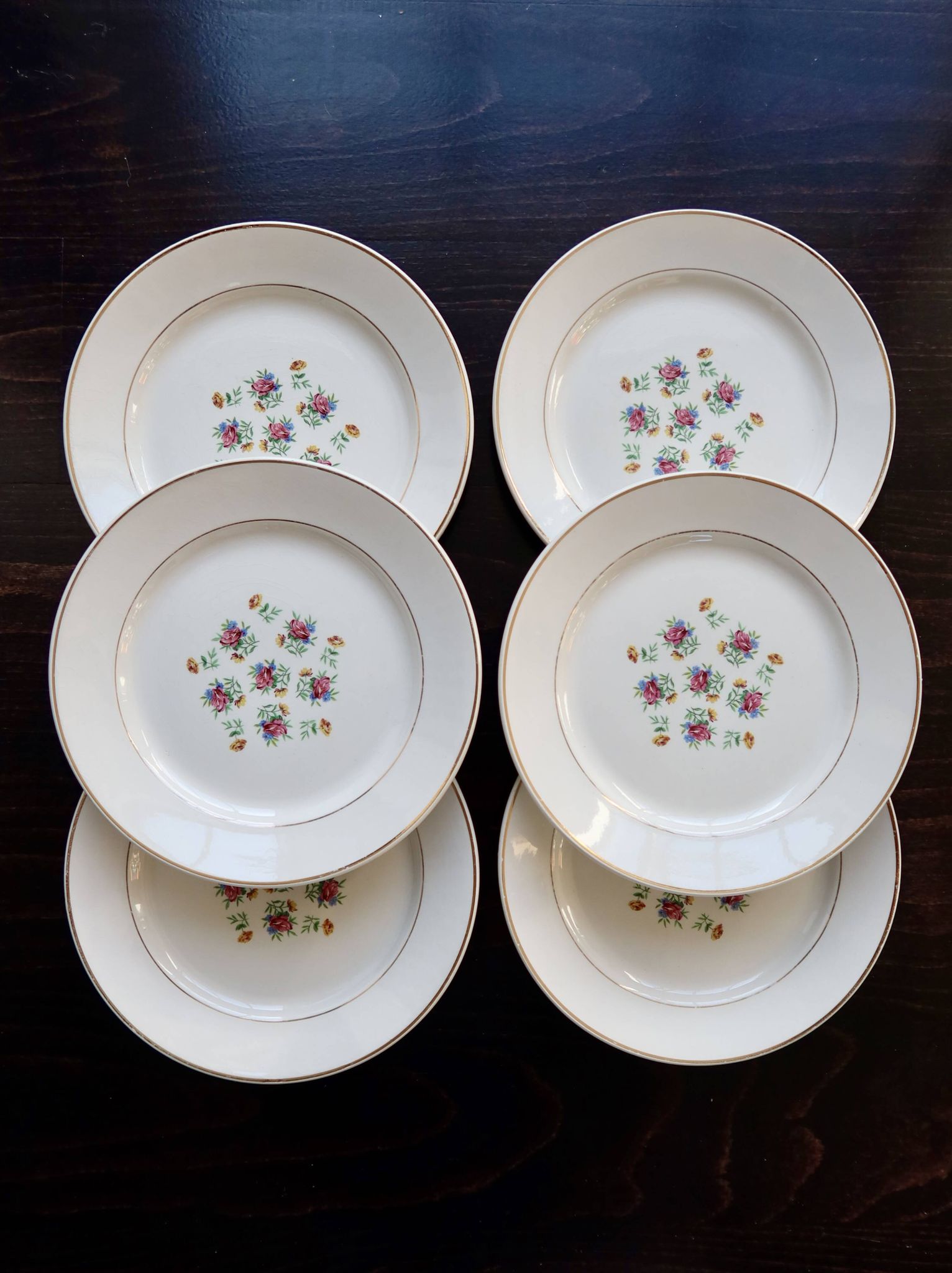 6 assiettes à dessert vintage faïence Lunéville – Modèle Christine