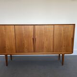 Model 19 High Sideboard in Teak with Sliding Doors by Gunni Omann for Omann Jun, 1960s