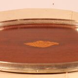 19th century silver-plated metal and mahogany tray