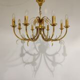 Lustre en laiton et ananas chromé années 1970