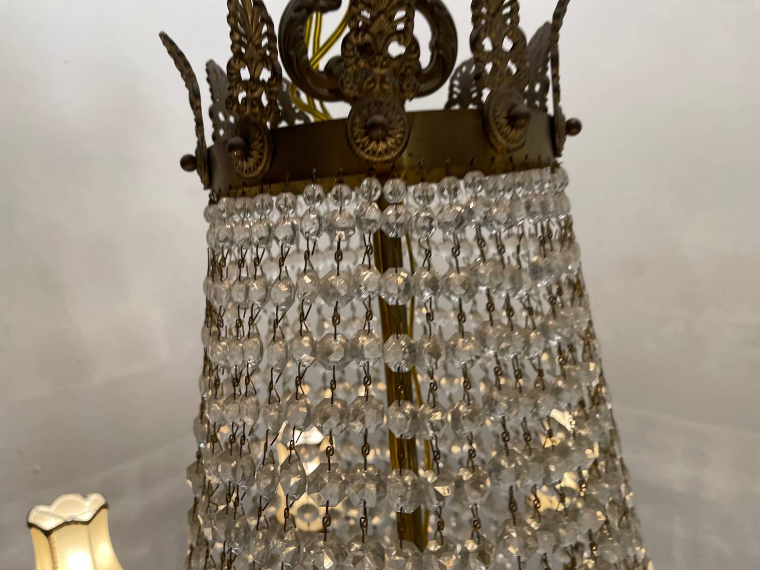 Extra Large Bronze Crystal Chandelier 1950’s