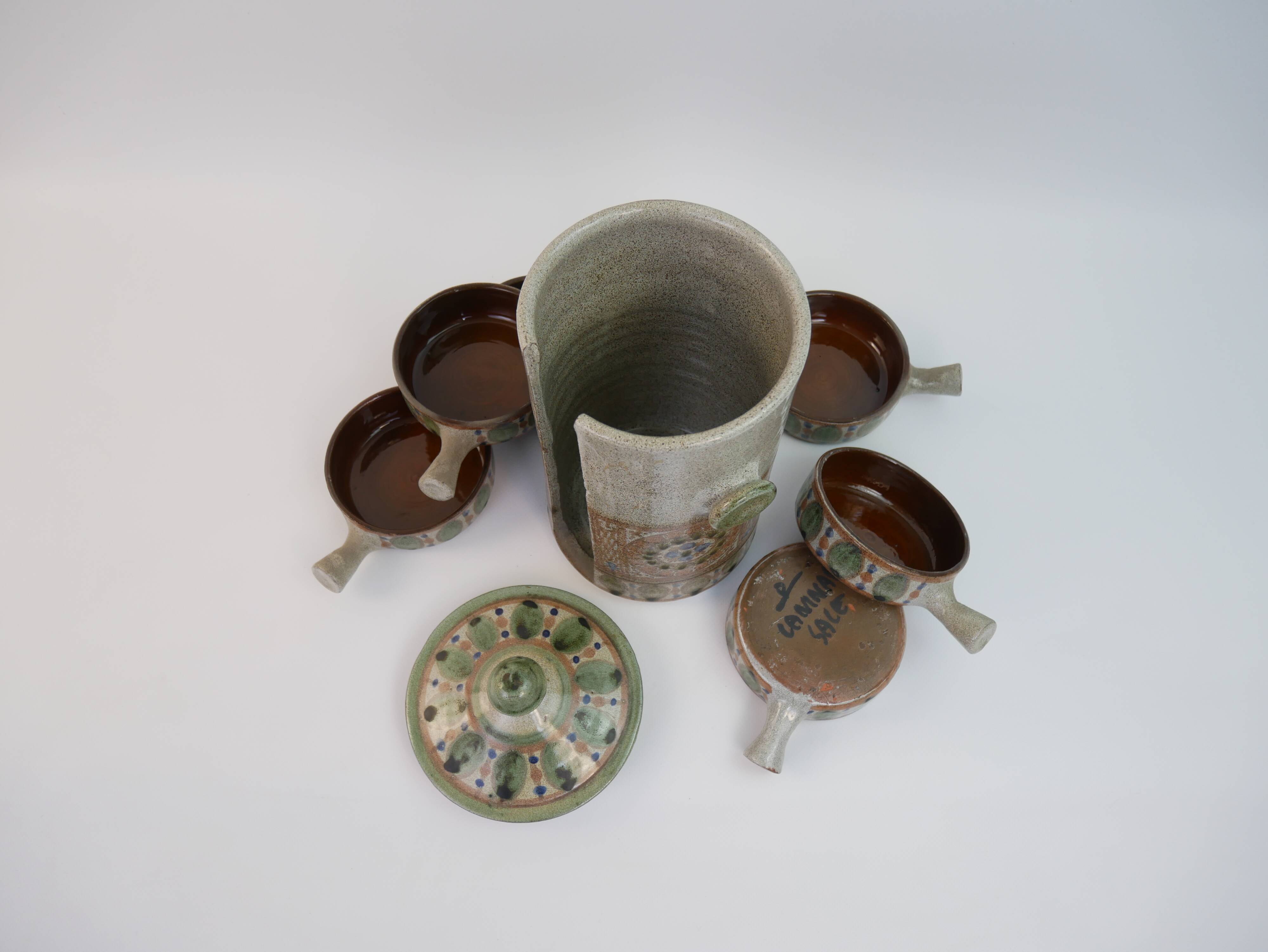 Ceramic aperitif service signed Lamnara Salé Maroc