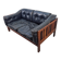 Mid-Century Modern Scandinavian Monte Carlo Sofa in Black Leather and Wood by Ingvar Stockum, 1965