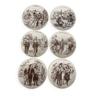 Set 6 plates theme Bike manufacture St Clément