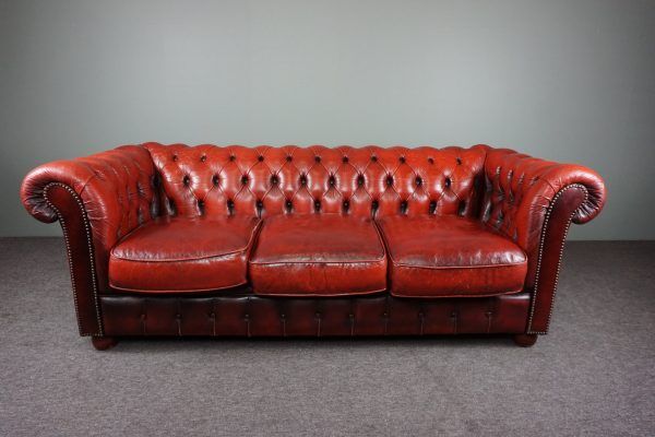 Chesterfield sofa 3 places in cowhide leather