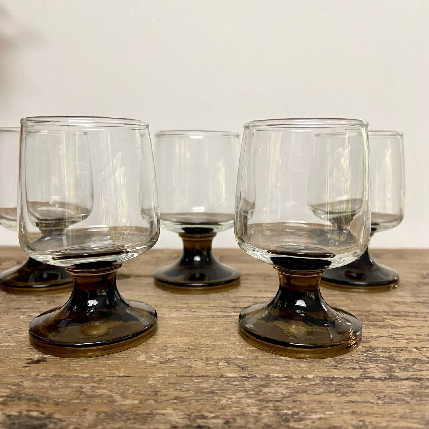 6 vintage liqueur glasses