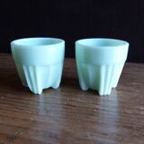 2 pale green art deco opaline shells