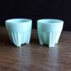 2 coquetiers opaline vert pâle art déco