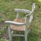 Fauteuil de marais en paille et bois peint pour enfant