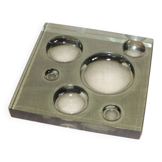 Empty pocket tile in smoked glass 1970 Scandinavian style