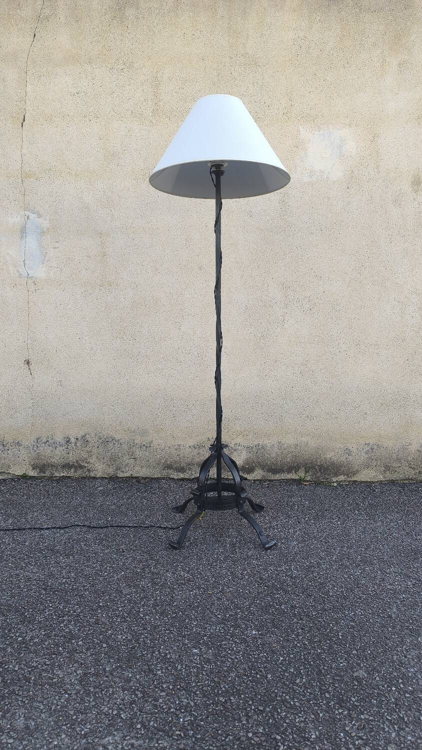 Brutalist wrought iron floor lamp