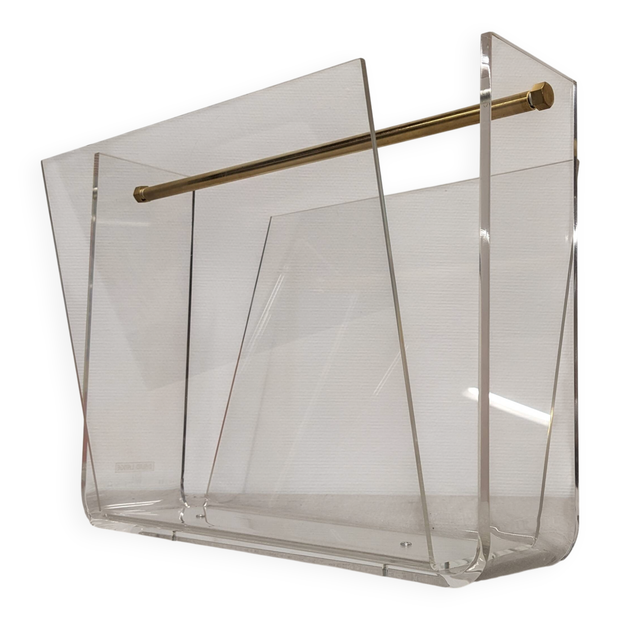 Acrylic magazine rack by David Lange, France circa 1970.