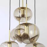 Grand cascading chandelier in smoked glass by Peill & Putzler, Germany, 1970s.