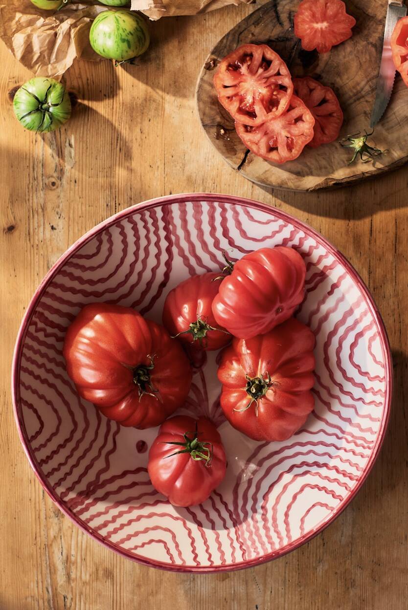 Large pink serving bowl