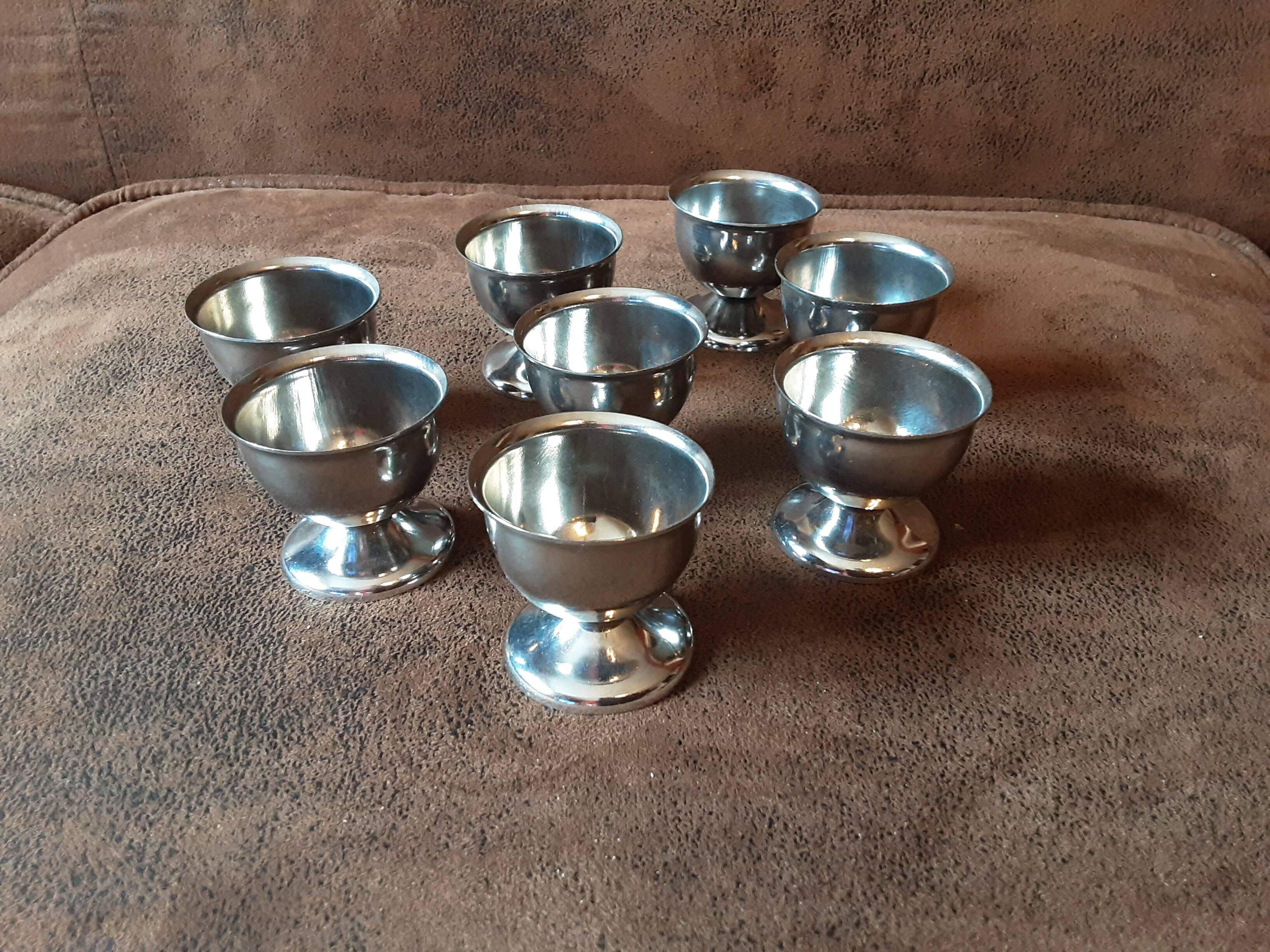 Set of 8 metal egg cups