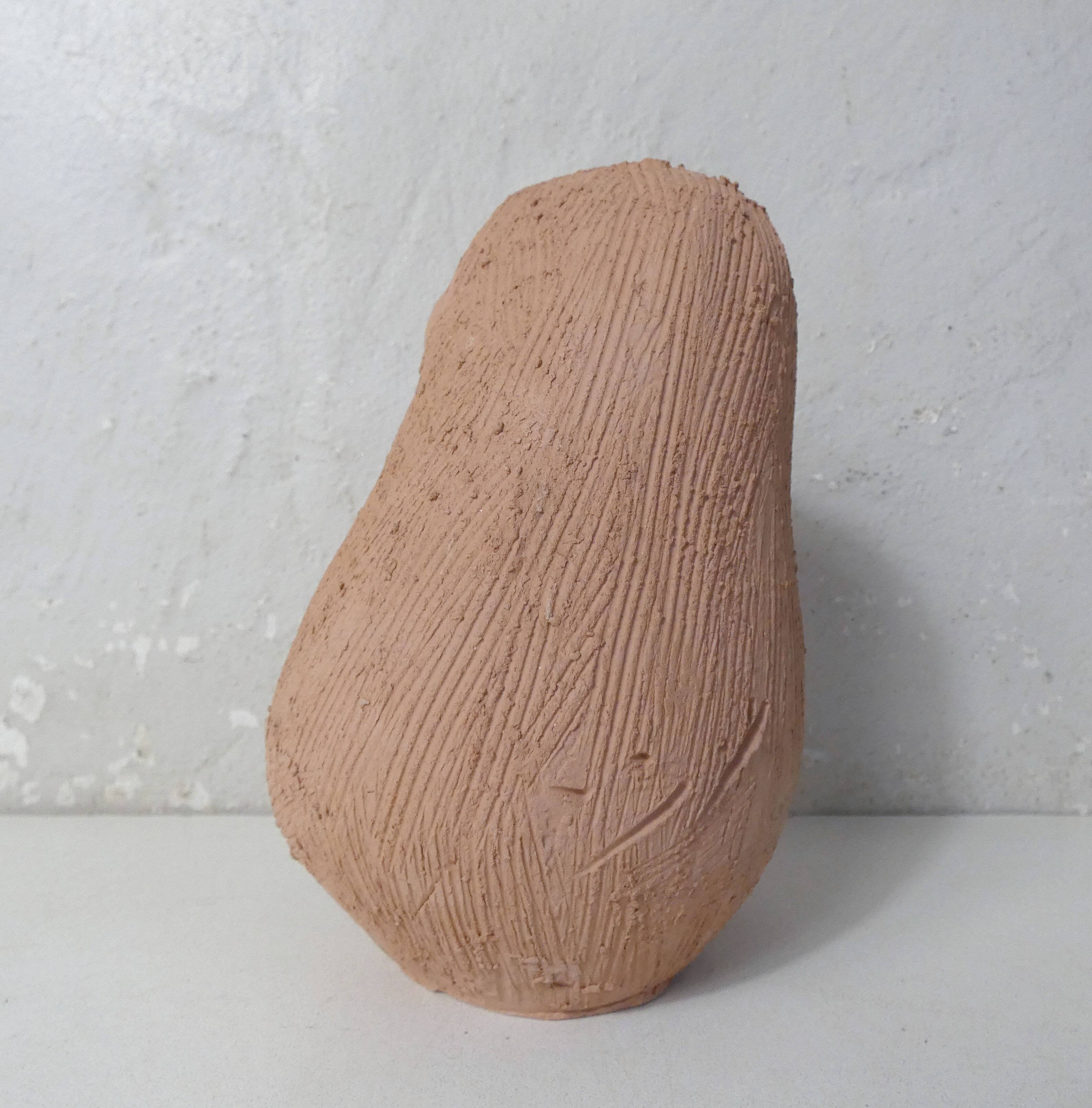 Sculpture mère à l'enfant en terre cuite