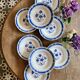 Set of 8 antique soup plates, blue flower decorations