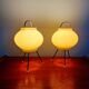 Paire de lampes tripode en celluloïd plissé vert pâle, 1960
