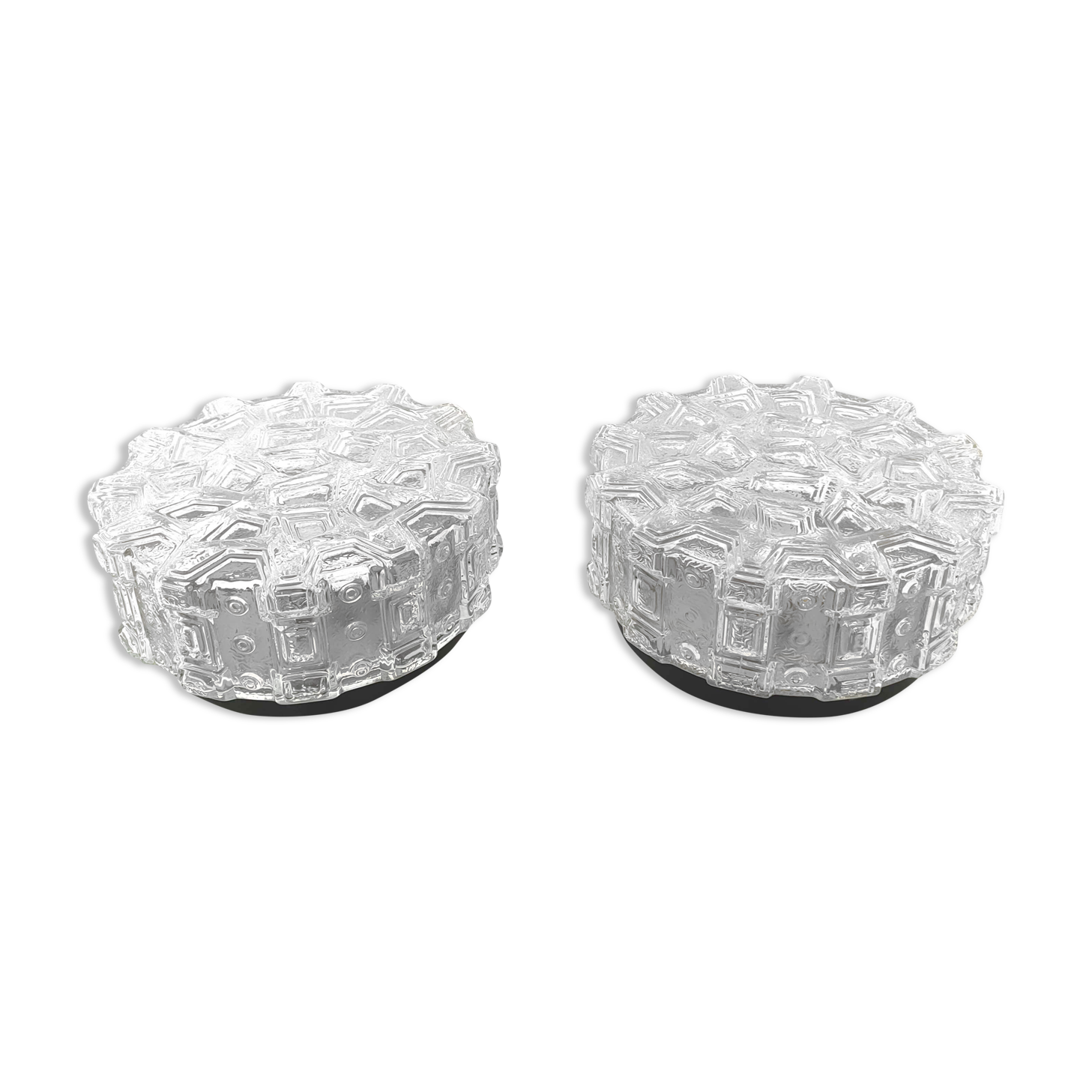 Pair of molded glass ceiling lamp