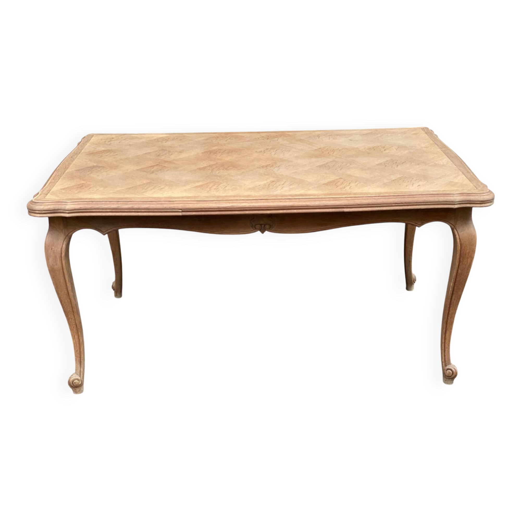 Louis XV extendable dining table, 20th century, renovated in solid oak, 245cm