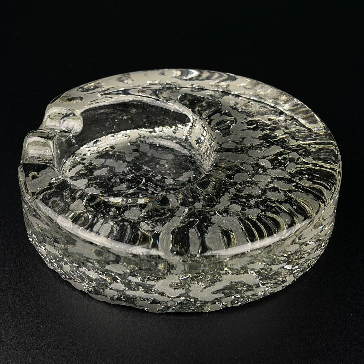 Vintage frosted glass ashtray by Kosta Boda, Sweden, 1970s.