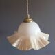 Opaline pendant light with vanilla caramel ruffles, 1950/60