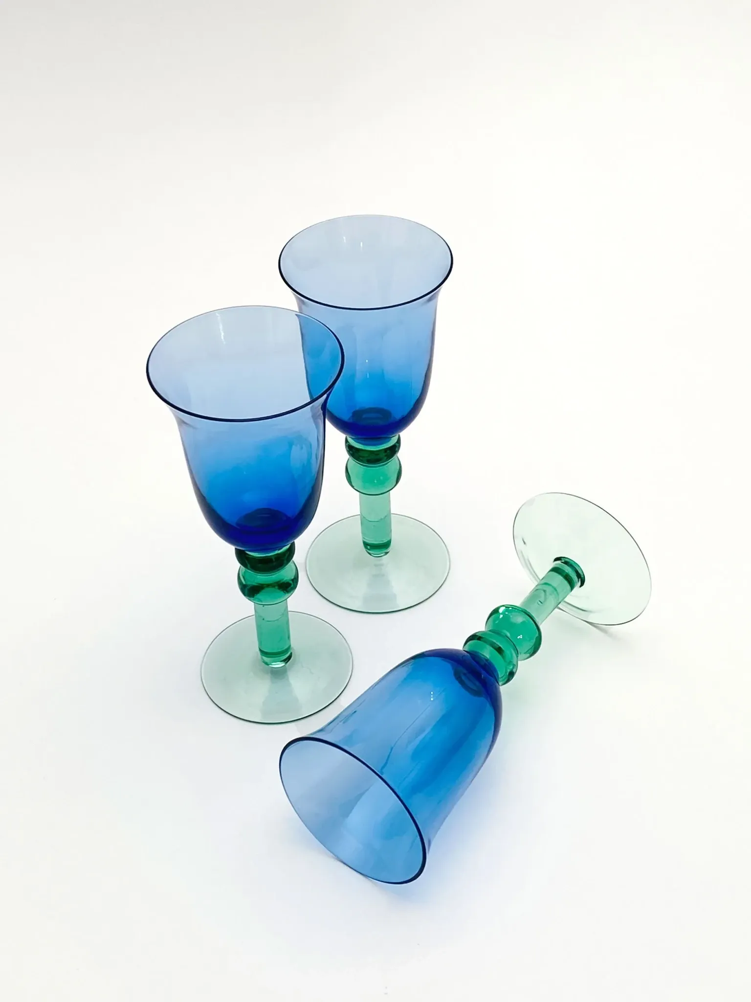 Trio of two-tone blown glasses