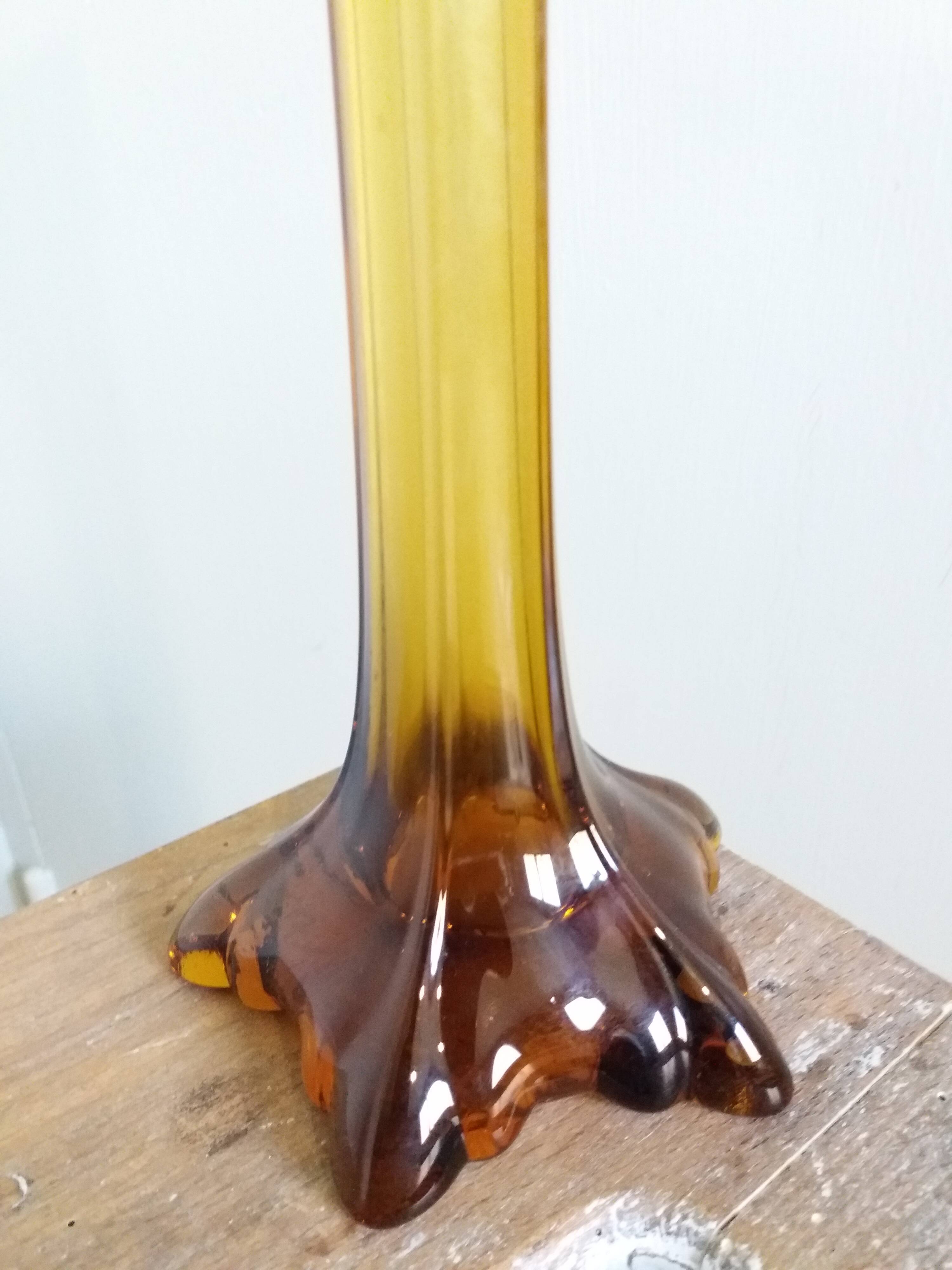 Murano style amber glass soliflore vase