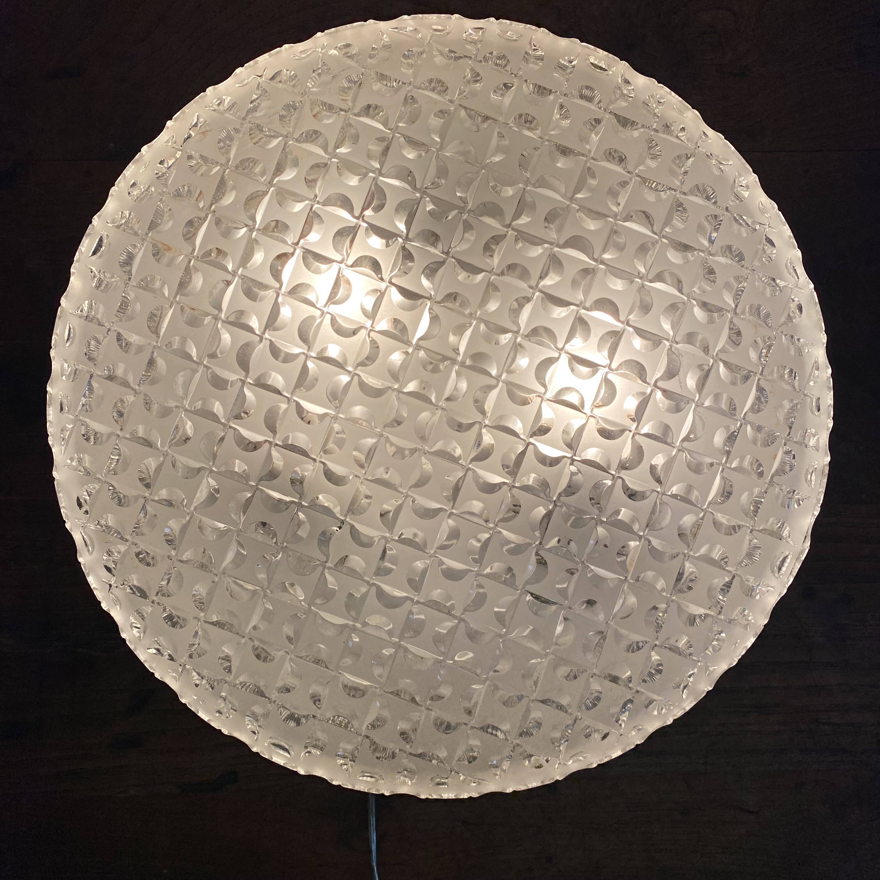 Round ceiling light in holophane glass, 1960s