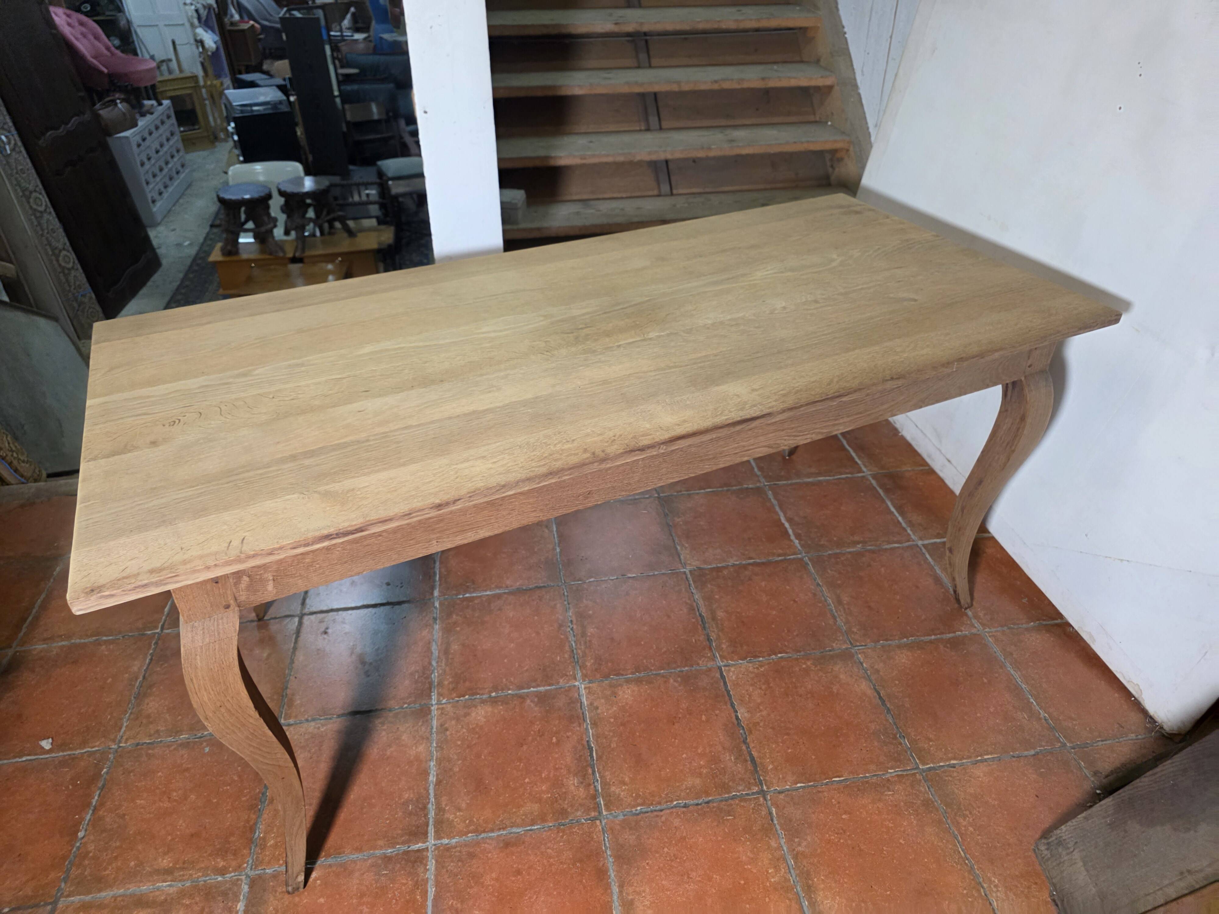 Louis XV style farmhouse table in solid oak, 170×80cm