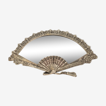 Baroque mirror fan in the Louis XV style, silver bronze Napoleon III