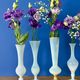 Set of 5 soliflores or antique vases in white opaline and brass.