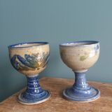 Signed and dated stoneware chalices