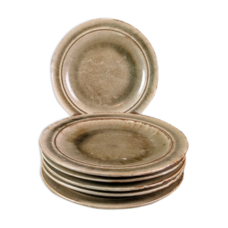 Series of 6 flat plates, blanot stoneware