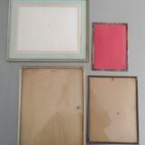 Set of 4 Danish photo frames 40s or 50s in curved glass