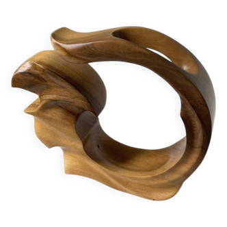 Wooden sculpture vase