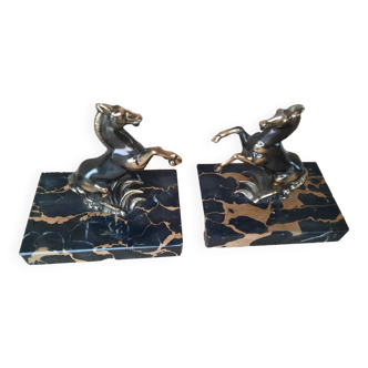 Pair of patinated horse bookends