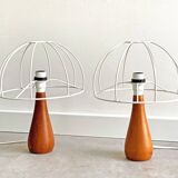 Set of 2 vintage teak table lamps / lamp bases