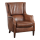 Cognac brown cow leather armchair with decorative nail finish